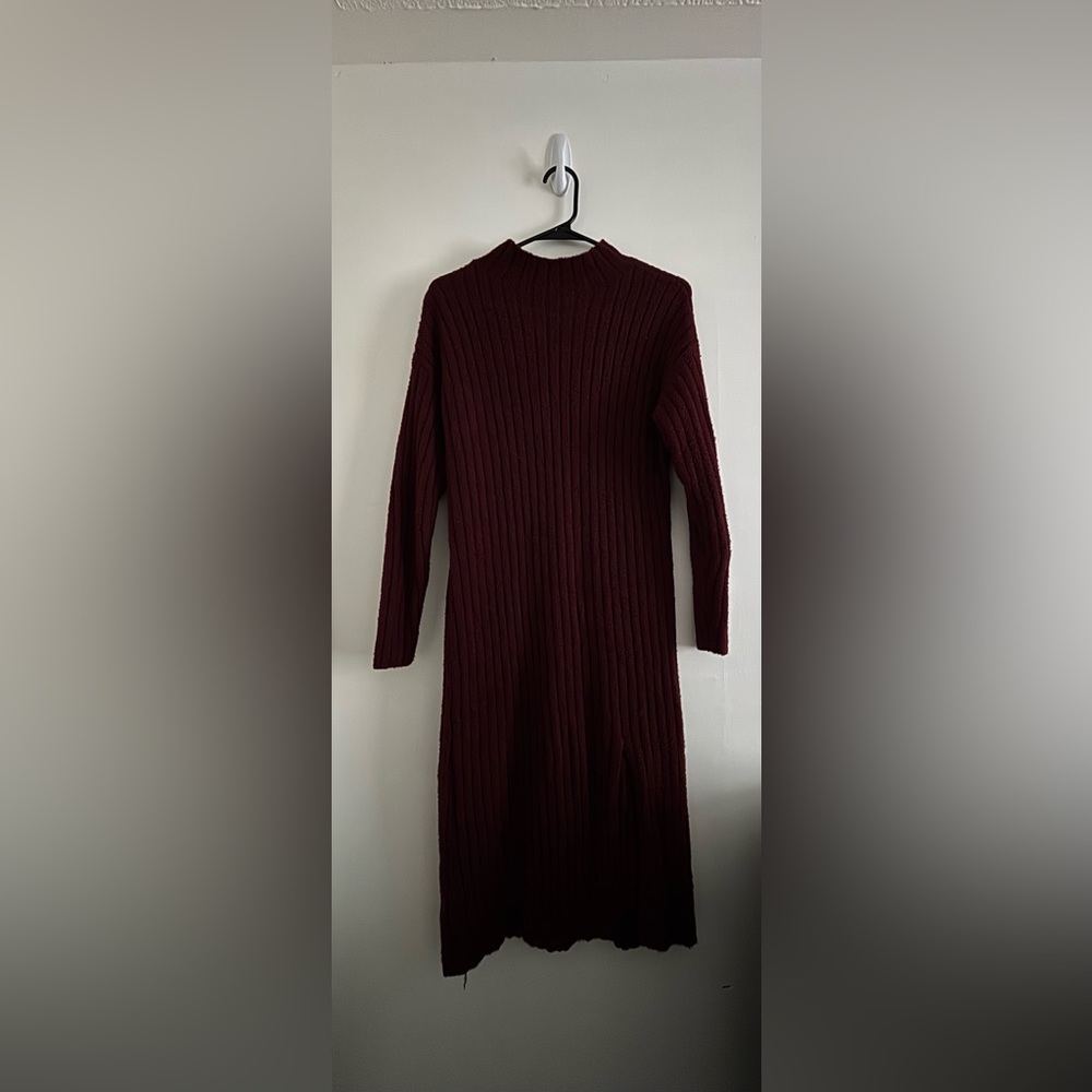 Aerie Deep Burgundy Long Sleeve Dress